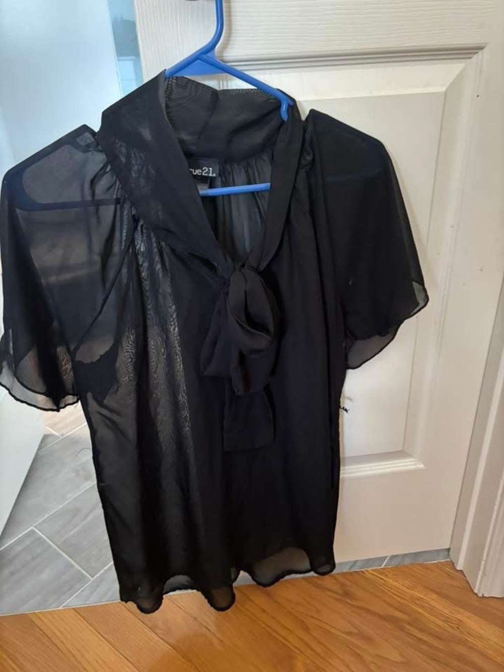 Rue21 Black Sheer Tie-Neck Blouse